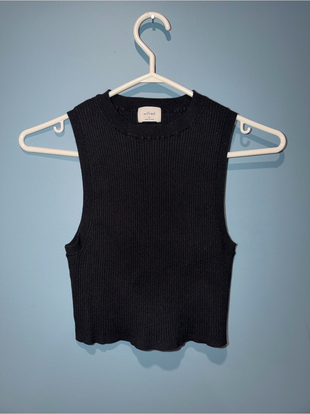 Wilfred Black Ribbed Crewneck Tank
